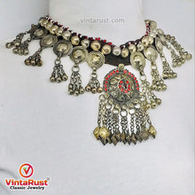 Load image into Gallery viewer, Tribal Turkman Pendant Necklace With Buttons and Bells
