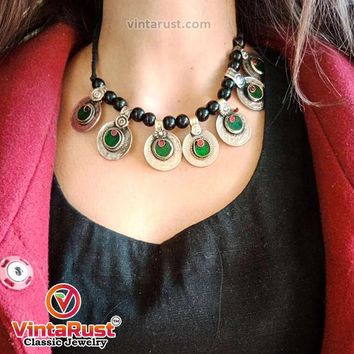 Vintage Coins and Glass Stones Jewelry Set