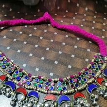 Load image into Gallery viewer, Turkmen Tribal Choker With Multi Color Glass Stones And Beads
