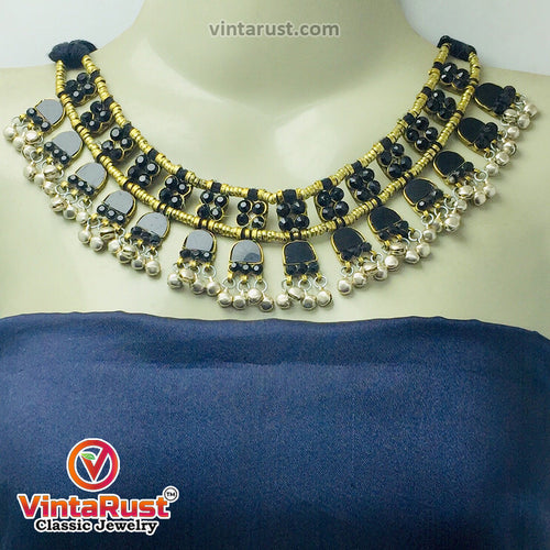 Turkman Handmade Tribal Choker With Glass Stones