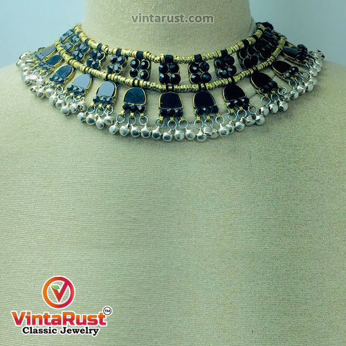 Turkman Handmade Tribal Choker With Glass Stones