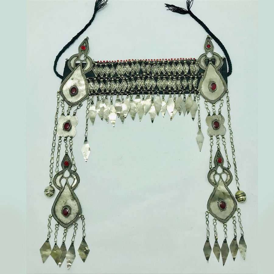 Vintage Turkmen Tribal Kuchi Matha Patti, Ethnic Head Piece With Long Dangling Vintage Turkmen Tribal Kuchi Matha Patti – Vintarust main image 2
