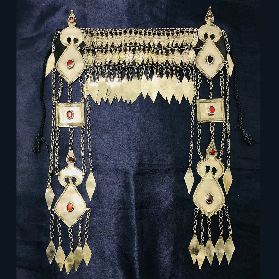 Vintage Turkmen Tribal Kuchi Matha Patti, Ethnic Head Piece With Long Dangling Vintage Turkmen Tribal Kuchi Matha Patti – Vintarust main image 4