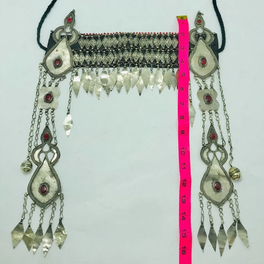 Turkmen Silver Tribal Kuchi Matha Patti,Massive Head Piece  display picture 2