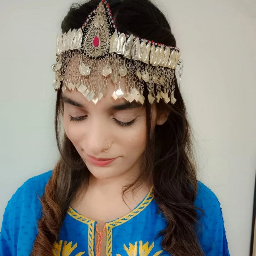 Turkmen Style Tribal Matha Patti, Ethnic Unique Head Piece With Vintage Motif, Afghan Headpiece Jewellery | Afghan Vintage Headpiece  main image 3