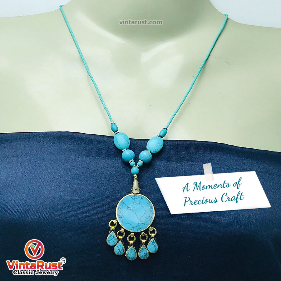 Turquoise Beaded Boho Necklace