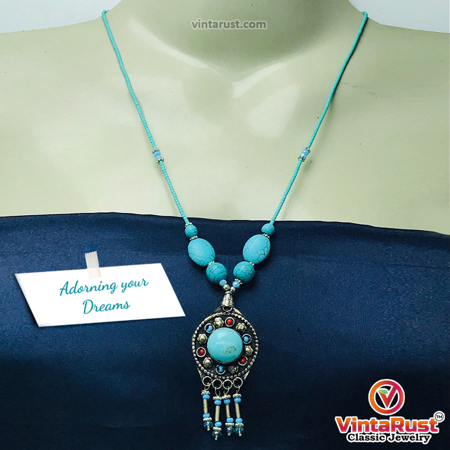 Turquoise Beaded Light Weight Necklace