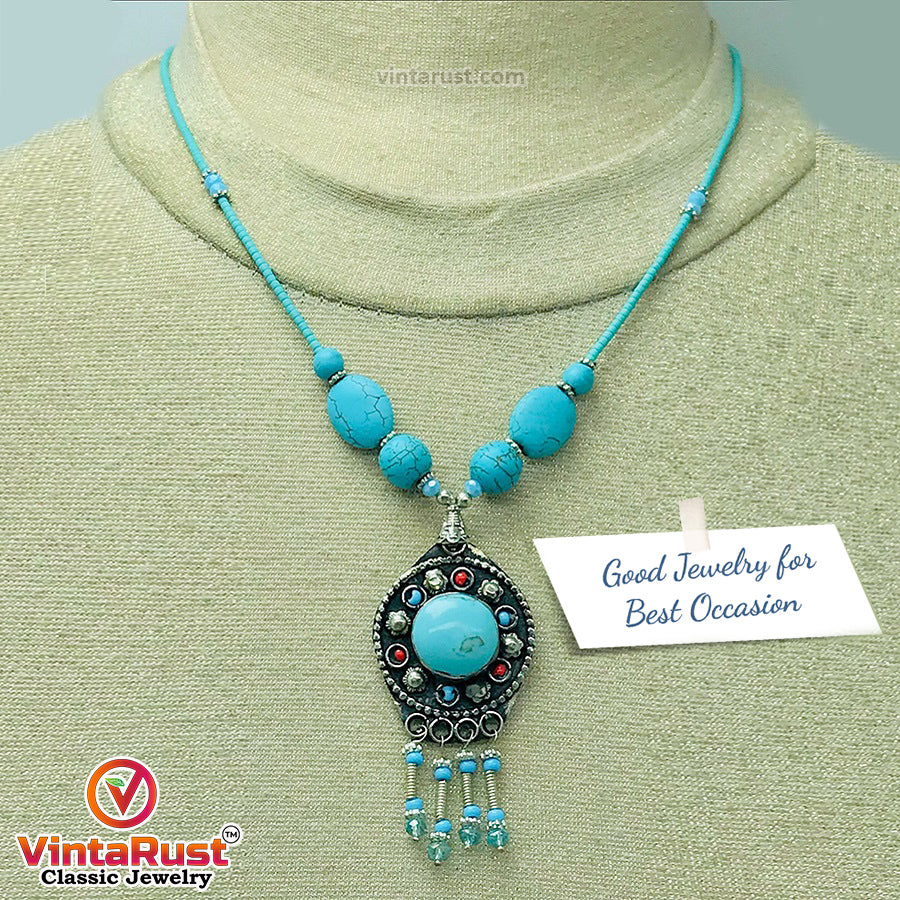 Turquoise Beaded Light Weight Necklace