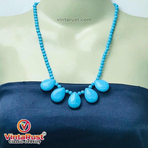 Turquoise Beaded Statement Choker Necklace