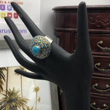 Load image into Gallery viewer, Turquoise Beads and Stone Kuchi Ring
