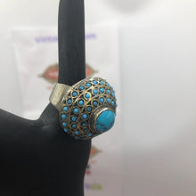 Load image into Gallery viewer, Turquoise Beads and Stone Kuchi Ring
