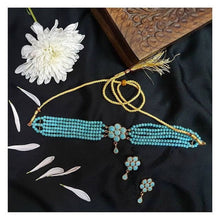 Load image into Gallery viewer, Turquoise Flower Necklace and Earrings  Jewellery Set
