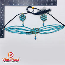 Load image into Gallery viewer, Turquoise Flower Necklace and Earrings  Jewellery Set
