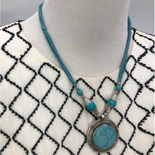 Load image into Gallery viewer, Turquoise gemstone Necklace with beaded dori
