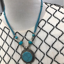 Load image into Gallery viewer, Turquoise gemstone Necklace with beaded dori
