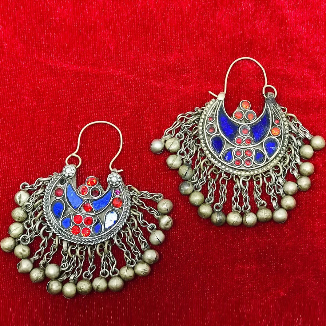 Blue and Red Light Weight  Hoop Earrings
