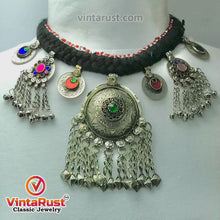 Load image into Gallery viewer, Tribal Handmade Choker Necklace With Dangling Tassels and Bells
