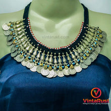 Load image into Gallery viewer, Boho Choker Necklace With Beads and Vintage Coins
