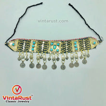 Load image into Gallery viewer,  Vintage Dangling Coins Choker Necklace Inlaid With Turquoise Stones
