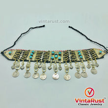 Load image into Gallery viewer,  Vintage Dangling Coins Choker Necklace Inlaid With Turquoise Stones
