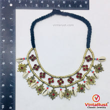 Load image into Gallery viewer, Vintage Choker Necklace With Dangling Golden Motifs and Shells
