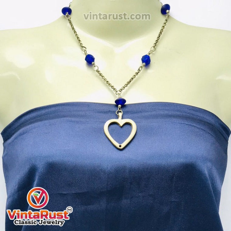 Handmade Vintage Heart Shaped Dangling Pendant Necklace