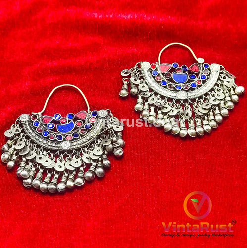 Vintage Kuchi Multicolor Hoop Style Earrings