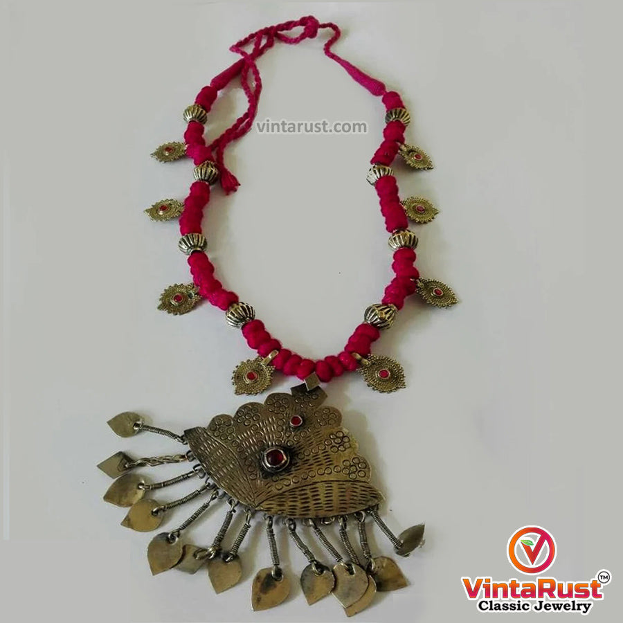 Vintage Kuchi Pendant Necklace With Old Coins