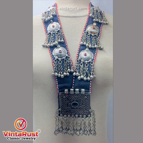 Vintage Long Chain Turkmen Big Pendant Style Necklace