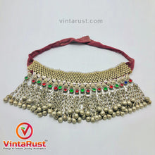 Load image into Gallery viewer, Vintage Red and Green Glass Stones Choker Necklace With Bells
