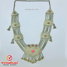 Load image into Gallery viewer, Vintage Silver Kuchi Pendant Necklace With Glass Stone
