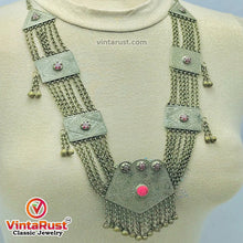 Load image into Gallery viewer, Vintage Silver Kuchi Pendant Necklace With Glass Stone

