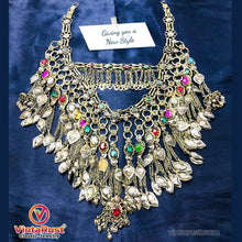Load image into Gallery viewer, Vintage Tribal Afghan Bib Necklace
