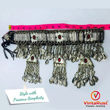Load image into Gallery viewer, Vintage Turkman Belt With Dangling Pendants and Glass Stones
