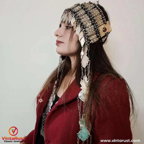 Ethnic Head Piece With Long Dangling Tassels