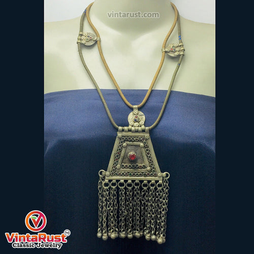 Vintage Two Layers Afghan Pendant Necklace