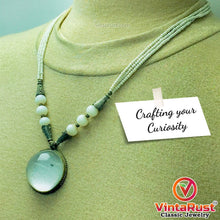 Load image into Gallery viewer, White Beaded Chain Dangling Stone Pendant Necklace

