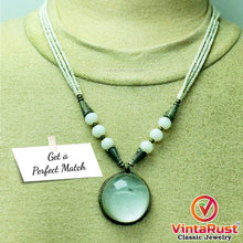 Load image into Gallery viewer, White Beaded Chain Dangling Stone Pendant Necklace
