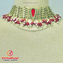 Load image into Gallery viewer, Vintage Woven Pearls and Stones Afghani Choker
