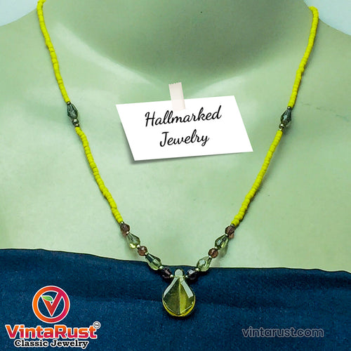 Yellow Delight Beaded Chain Necklace